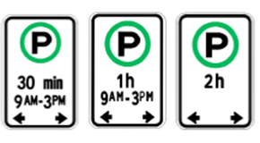 3 types of time-limited parking signs