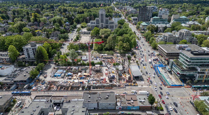 Cambie and Broadway intersection subway construction