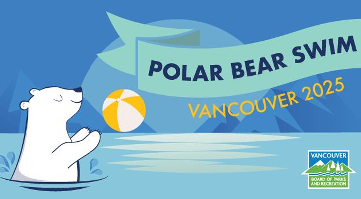 Polar Bear Swim Vancouver 2025 -Polar bear playing with a ball in water