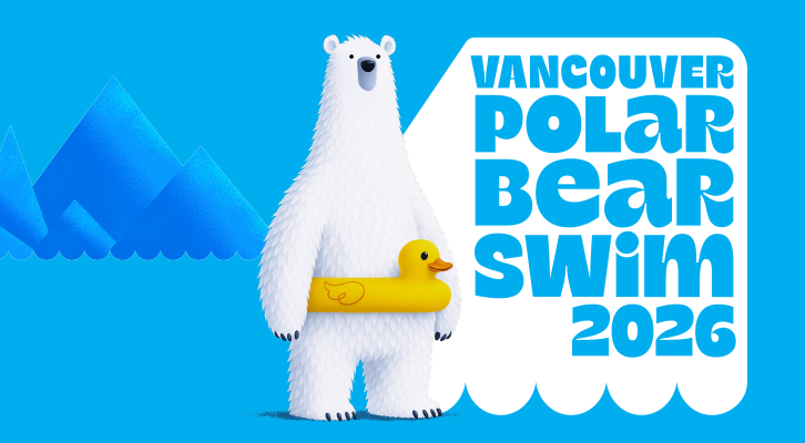 Illustration of a polar bear wearing a duck floatie