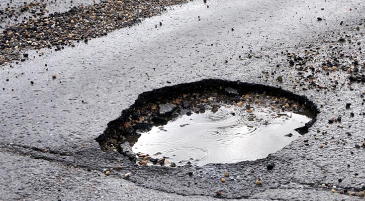 Pothole on street