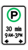 30 minute time limited parking sign