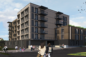 Rendering of building at 5085 McHardy St / 3279-3297 Vanness Ave