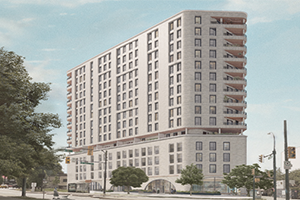 Rendering of building at 800 Commercial Dr