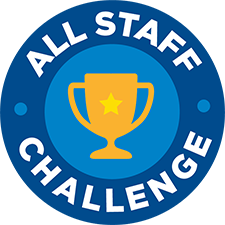 All Staff Challenge logo with trophy in the middle