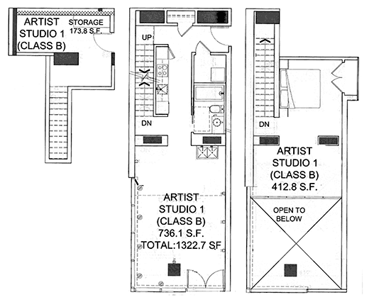 Floor plan of artist live-work studio #4