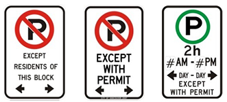 3 types of resident parking signs 