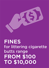 Fines for littering cigarette butts range from $100 to $10,000 