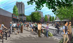 Comox-Helmcken Greenway artist rendering of Denman and Comox