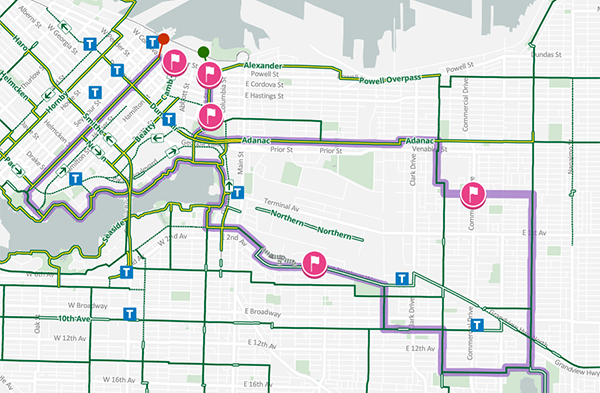 Static image of Creative Vancouver bike map