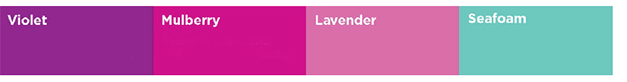 Vancouver Votes brand colours: violet, mulberry, lavender, seaform