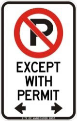 No parking except with permit parking sign