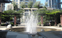 The Emery Barnes Park fountain at Davie St and Richards St