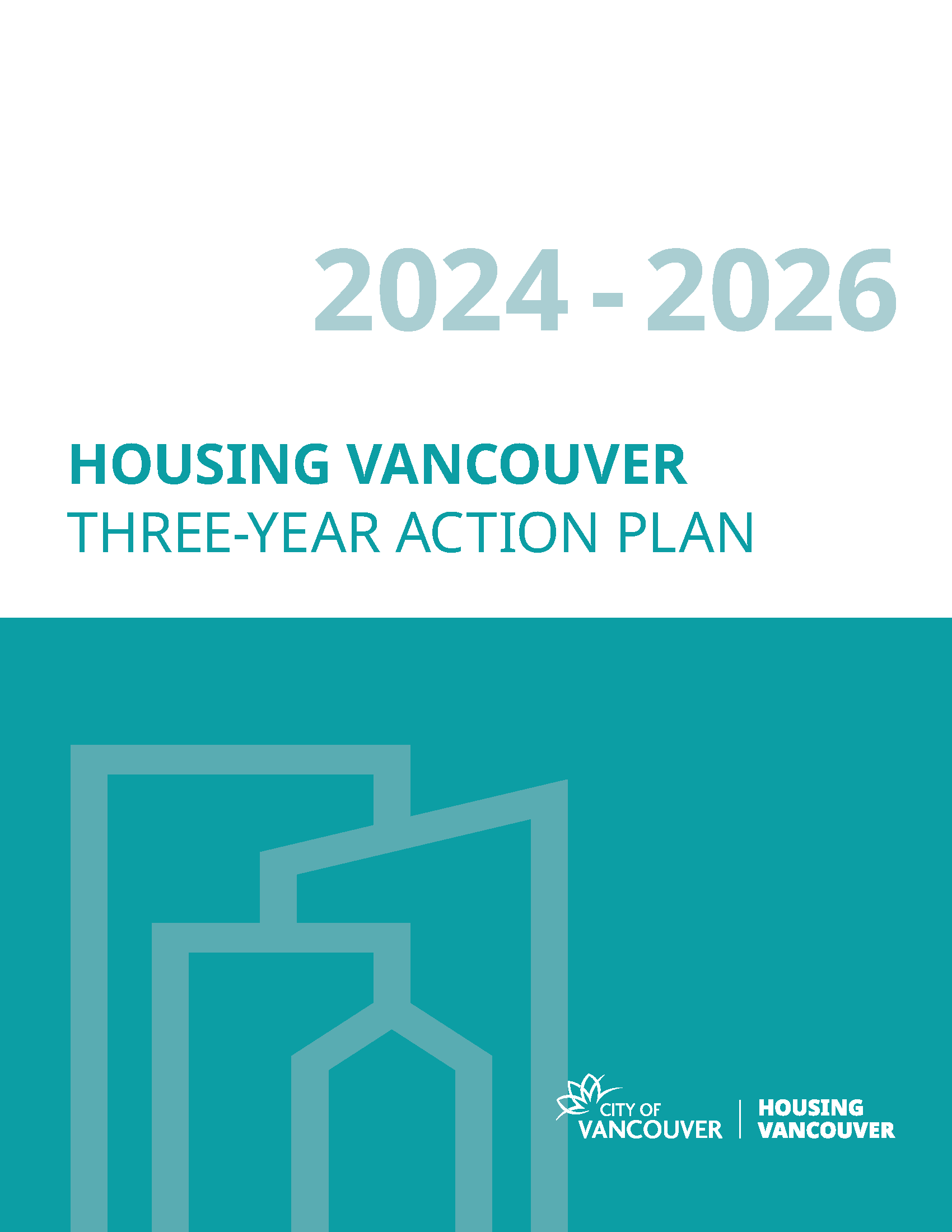 Cover of Housing Vancouver 3-year Action Plan 2024-2026 brochure