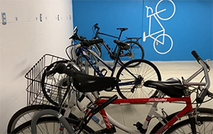 Bikes parked in a bike room for HUB Cycling's Bike Parking Retrofit Program