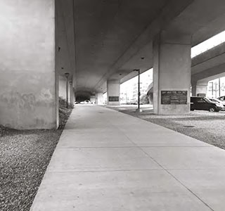 Interim skate plaza under the Cambie Bridge