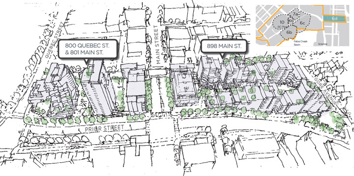 A sketch of sub-area 6D, the Main Street blocks in Northeast False Creek