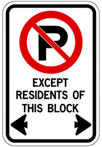 No parking except residents of this block