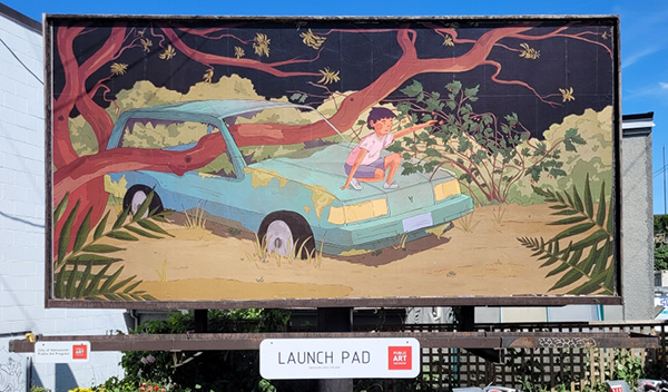Billboard featuring Phoenix Richards artwork Rooted for the Launch Pad program