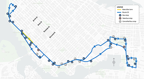 Map showing route 23's upgrades