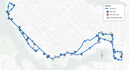 Map showing route 23's upgrades