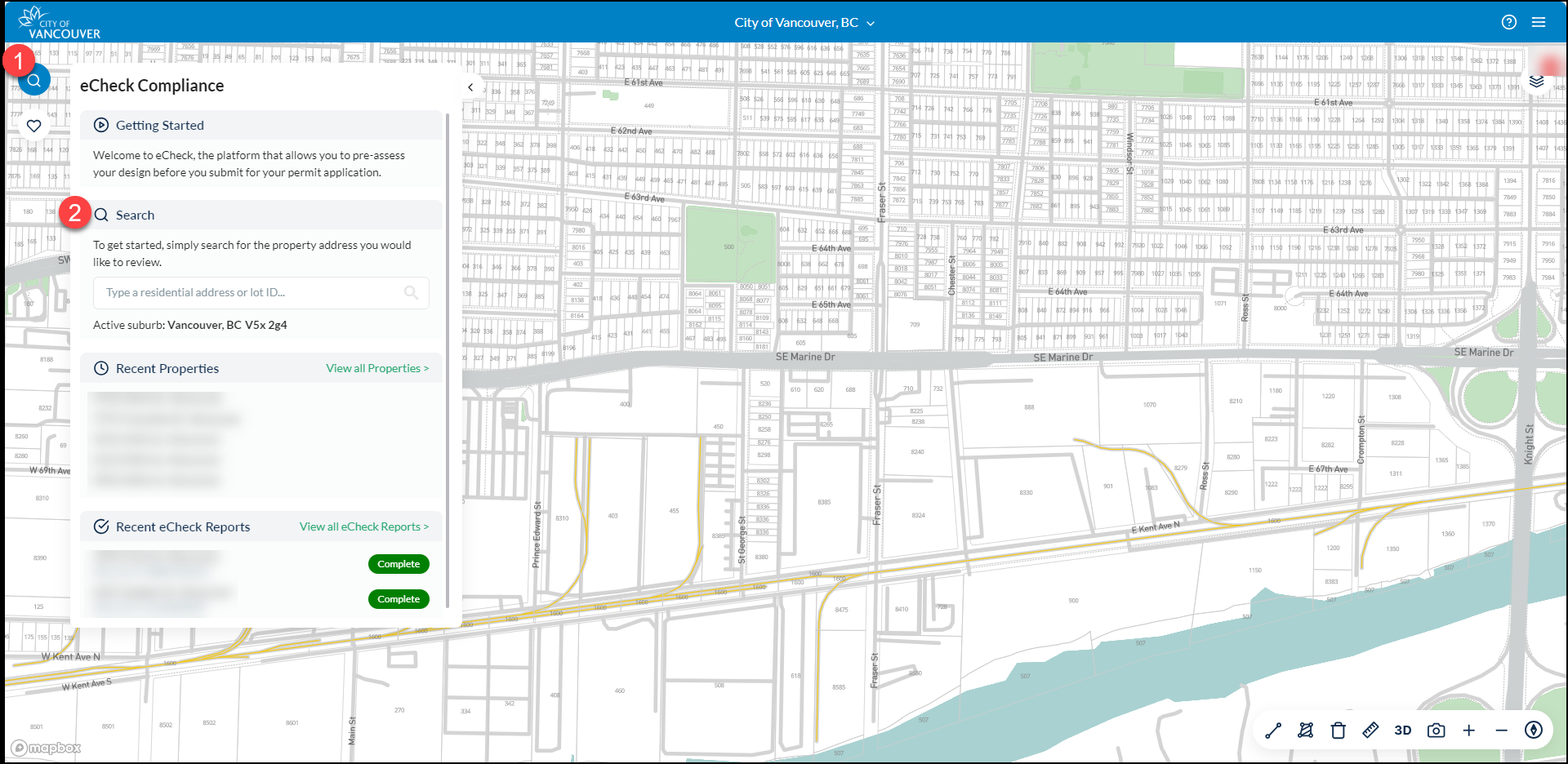 Search box on the dashboard panel in eCheck