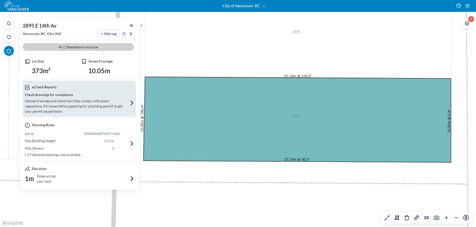 Site summary panel on eCheck