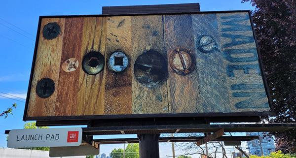 Billboard featuring artwork __LA CASA by Kaleb Thiessen for the Launch Pad program