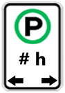 Time-limited parking sign showing permitted parking in both directions.