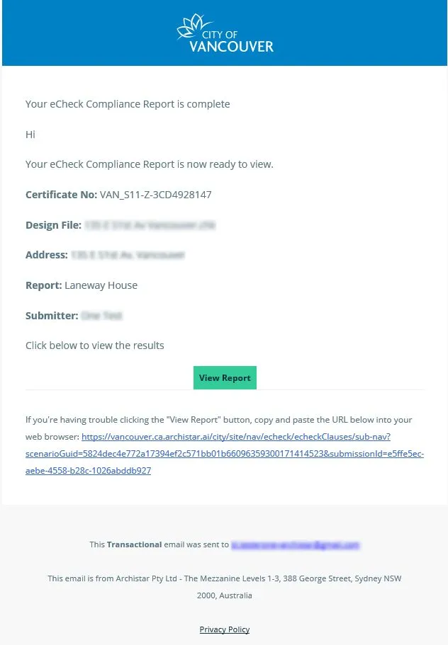 View report screen on eCheck