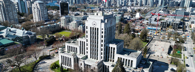 Ariel view of Vancouver City Hall