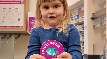 2026 future voter sticker with a dophin
