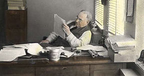 The Archivist at Work. Bejamin Leeson, photographer. Item # Port P567 The Archivist at Work. Bejamin Leeson, photographer. Item # Port P567