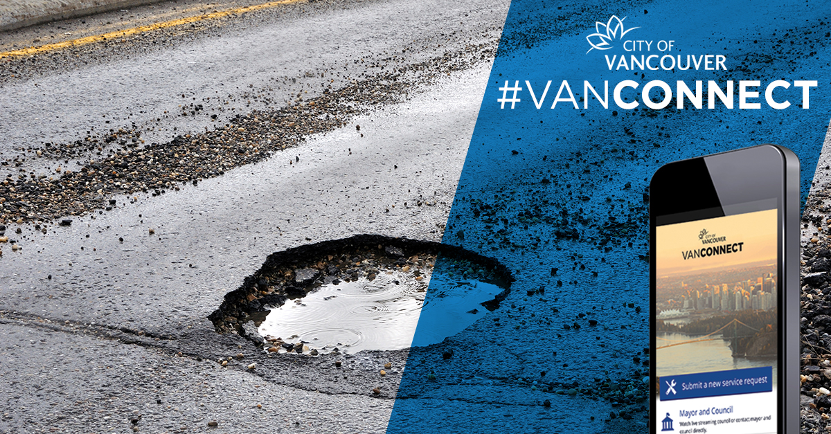 Download VanConnect to report potholes quickly and easily Download VanConnect to report potholes quickly and easily