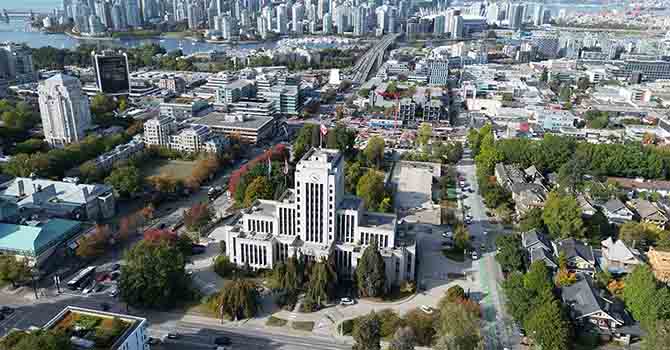 Aerial view of south side of City Hall