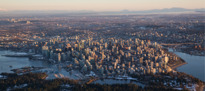 An aerial view of Vancouver