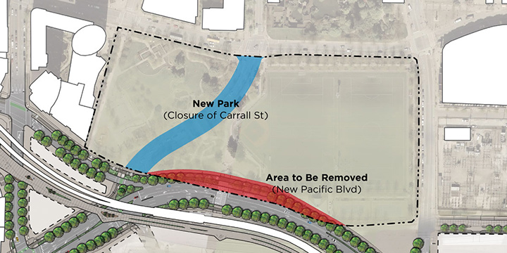 A map showing the proposed changes to Andy Livingstone Park.