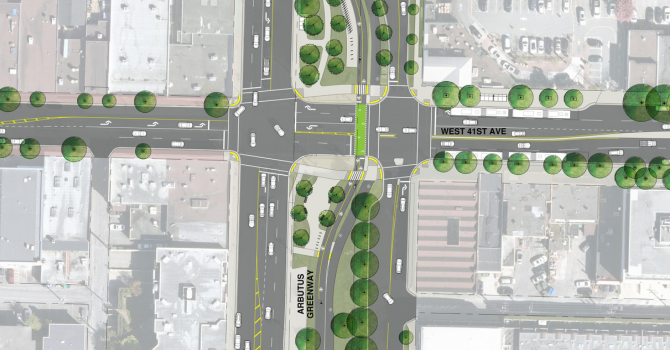 Rendering of Arbutus and W 41st intersection upgrades