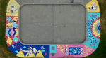 Murals surrounding rim of old pool 