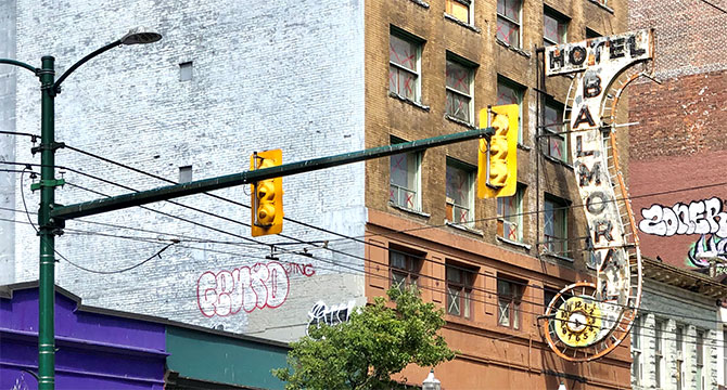 Exterior facade and sign of the Balmoral Hotel