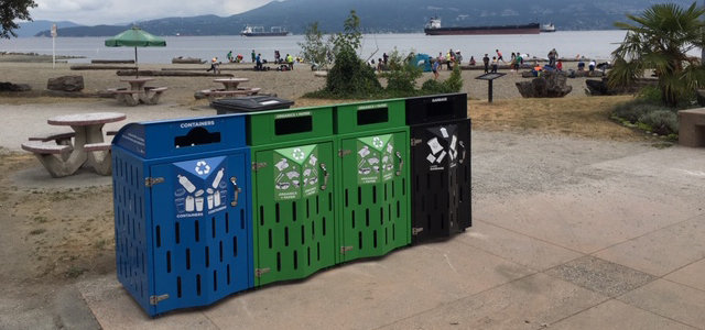 Recycling station at the beach Recycling station at the beach