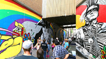 “Bringing Light to Darkness” led by Indigenous artists Larissa Healey & Shadae Rose J., with the support of many youth “Bringing Light to Darkness” led by Indigenous artists Larissa Healey & Shadae Rose J., with the support of many youth
