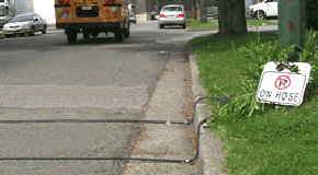Hoses are used to conduct automatic traffic counts. Hoses are used to conduct automatic traffic counts.