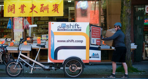 Cargo bike and cyclist