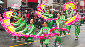 Girls dance at the Chinatown Lunar New Year parade