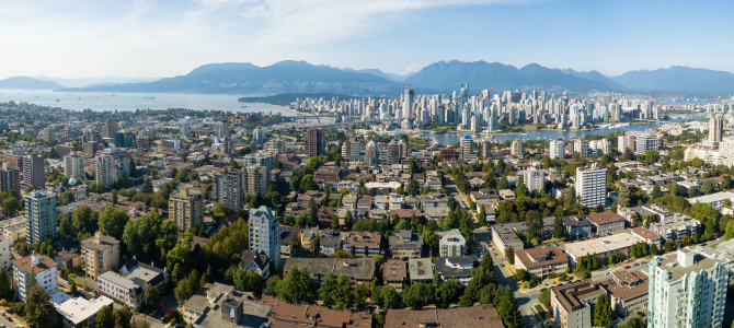 Aerial view of Vancouver city scape