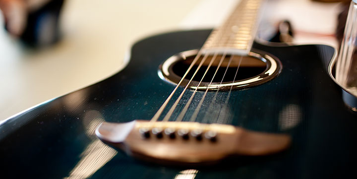 A guitar in a Wee Expressions music class at the Creekside Community Recreation Centre.