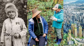 Collage of Indigenous people and Vancouver