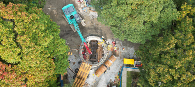 Construction working being done, a view from above