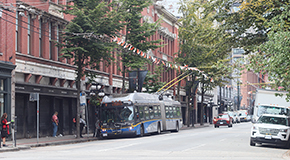 Cordova street with a bus and cars